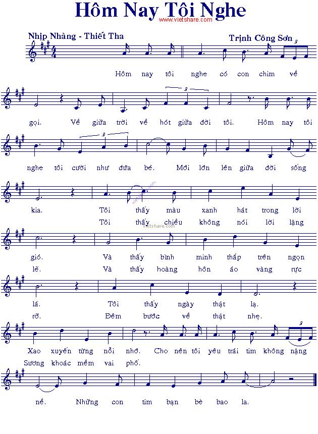 Hôm Nay tôi Nghe sheet