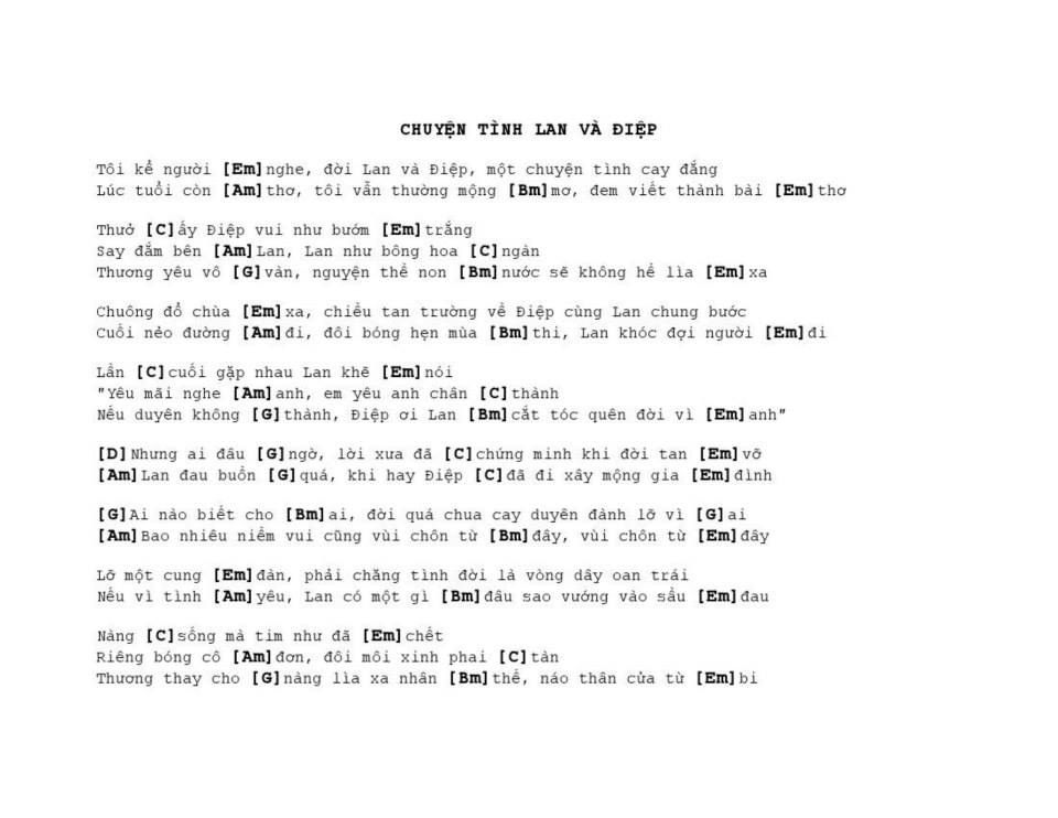 Chuyện Tình Lan Và Điệp sheet