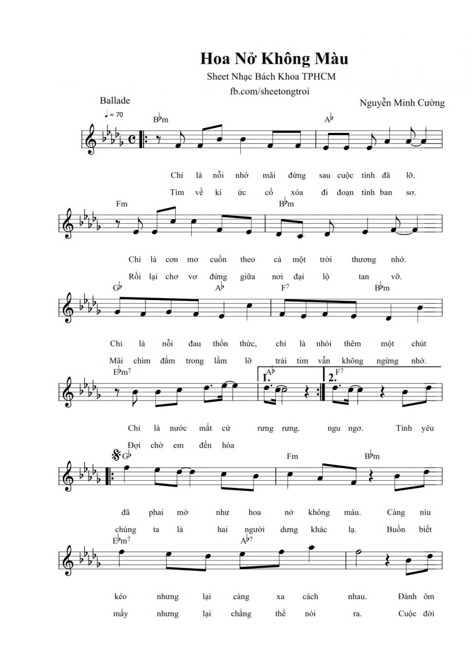 Hoa Nở Không Màu sheet