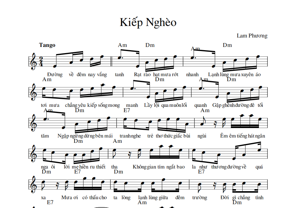 Kiếp Nghèo sheet