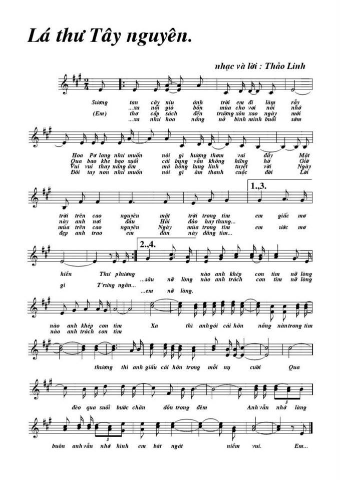 Lá Thư Tây Nguyên sheet