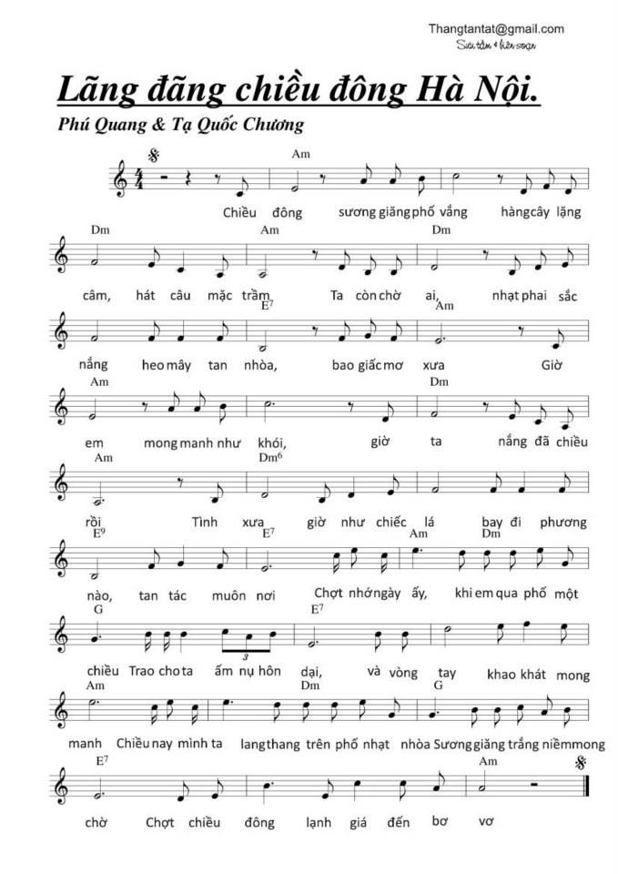 Lãng Đãng Chiều Đông Hà Nội sheet