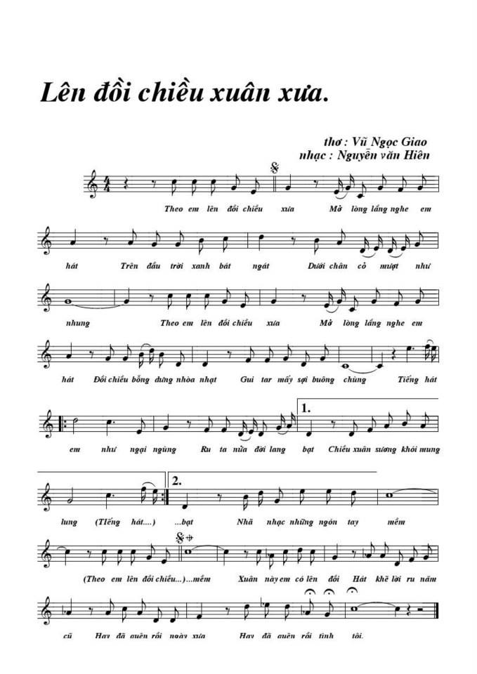 Lên Đồi Chiều Xuân Xưa sheet
