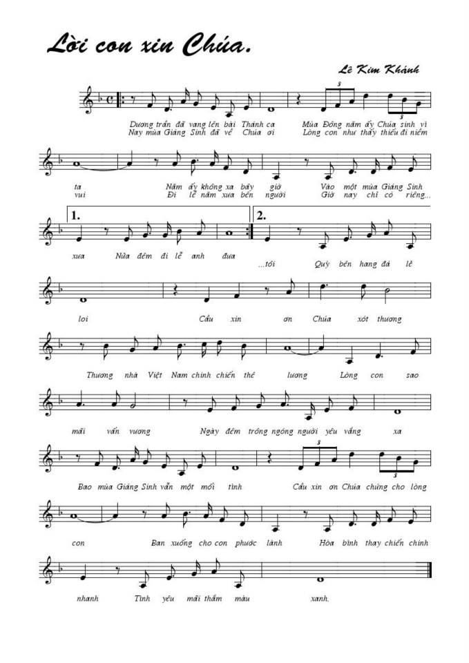 Lời Con Xin Chúa sheet