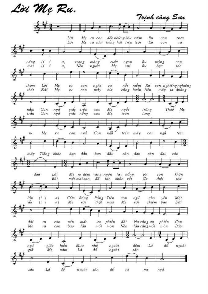 Lời Mẹ Ru sheet