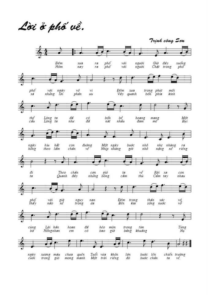 Lời Ở Phố Về sheet