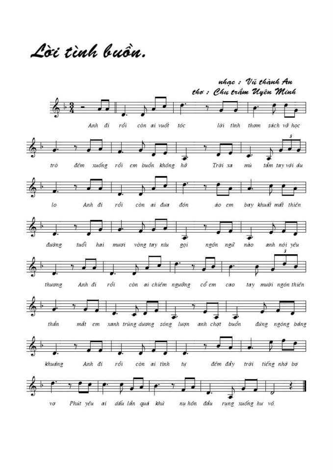 Lời Tình Buồn sheet