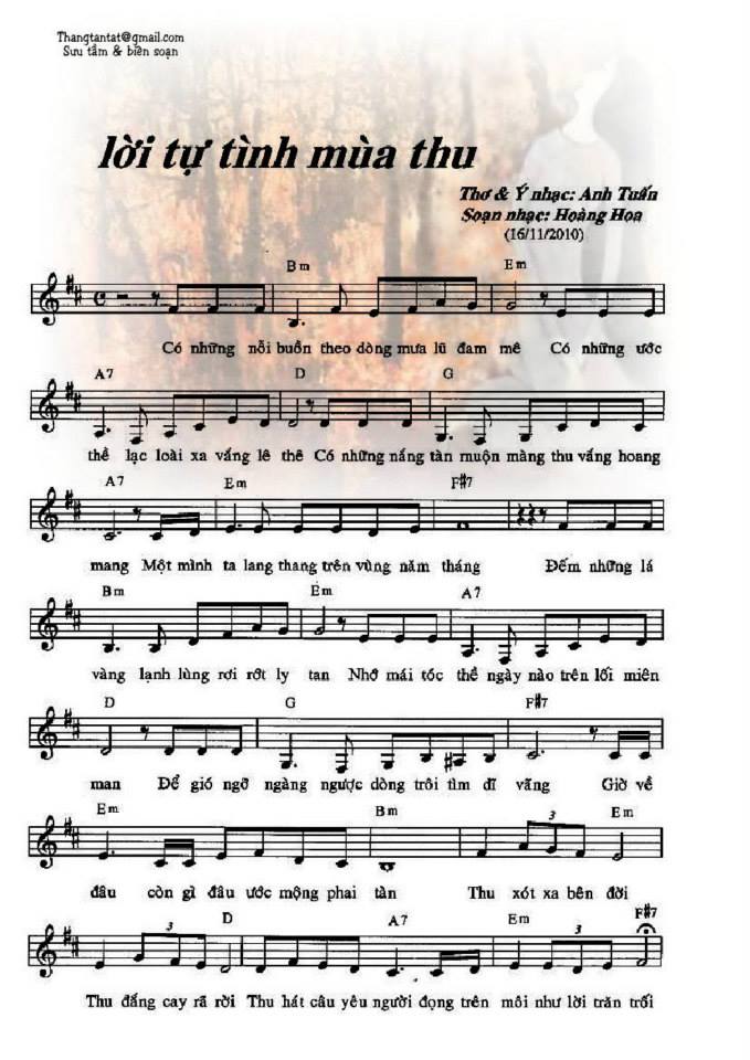 Lời Tự Tình Mùa Thu sheet