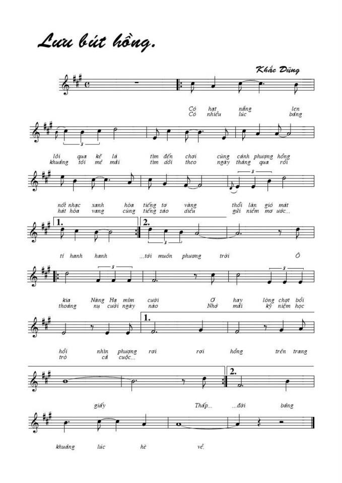 Lưu Bút Hồng sheet