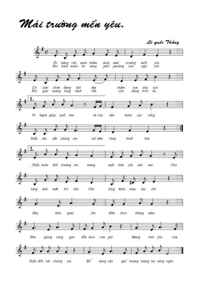 Mái Trường Mến Yêu sheet