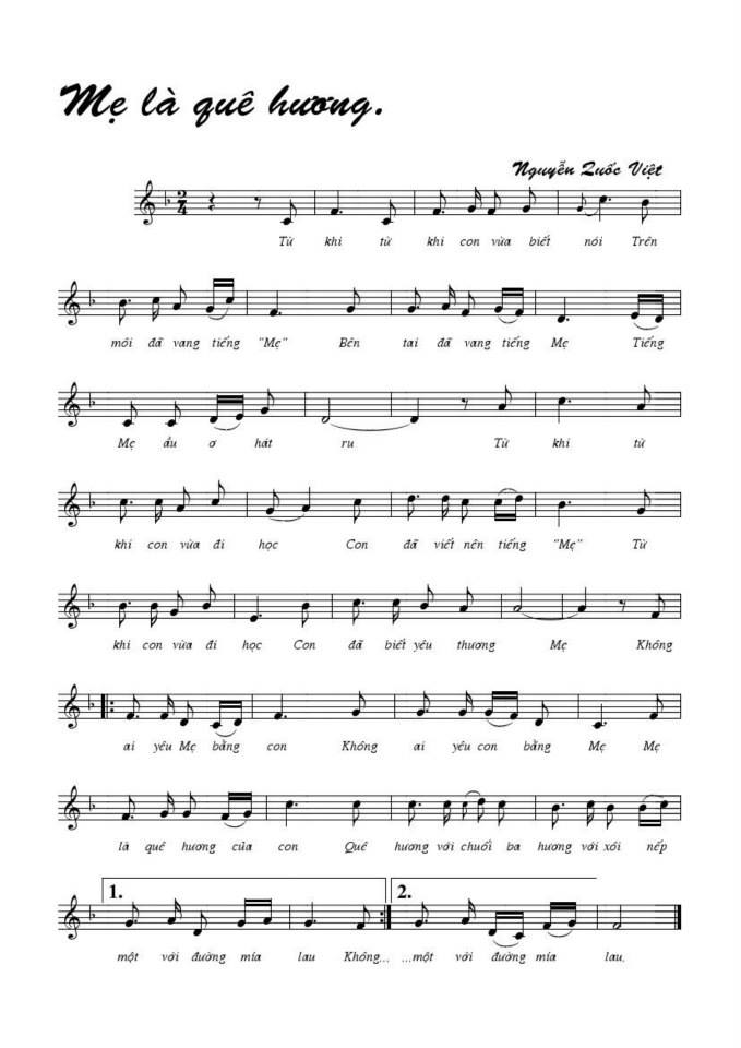 Mẹ Là Quê Hương sheet