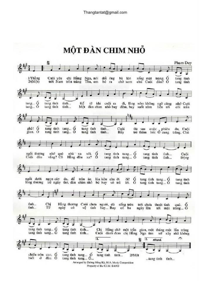 Một Đàn Chim Nhỏ sheet