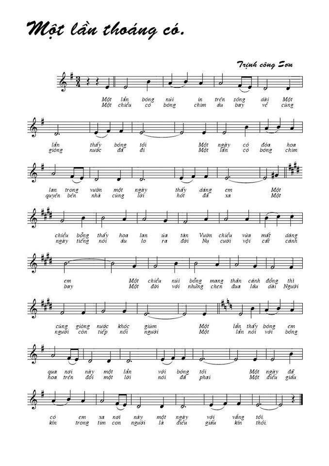 Một Lần Thoáng Có sheet