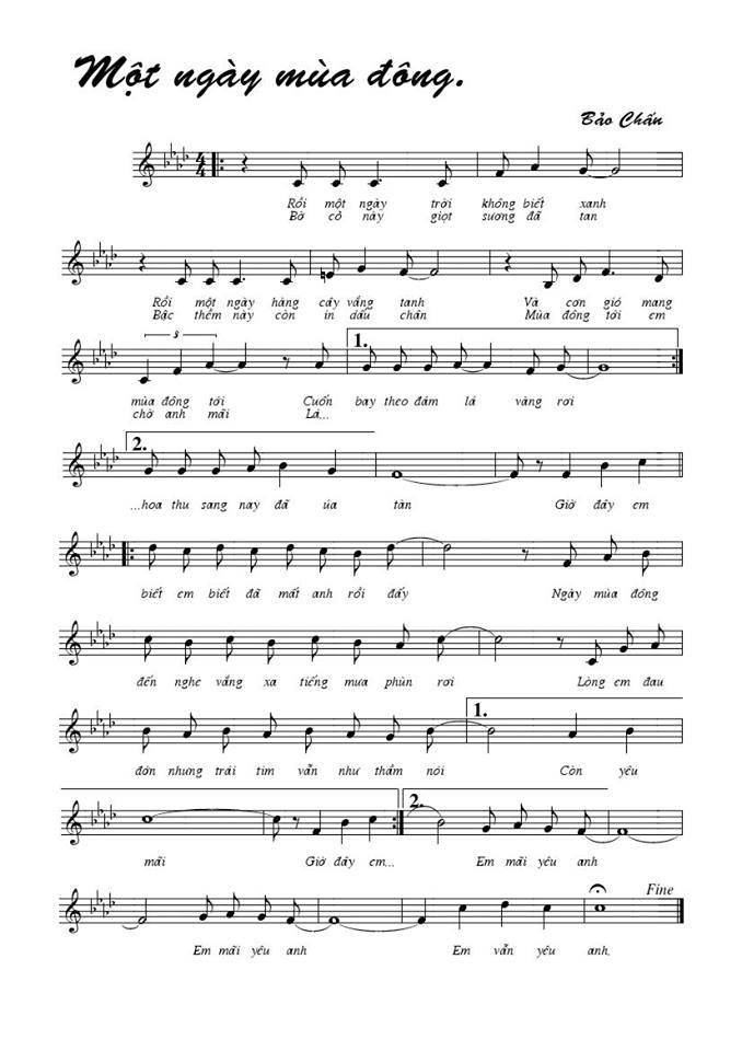 Một Ngày Mùa Đông sheet