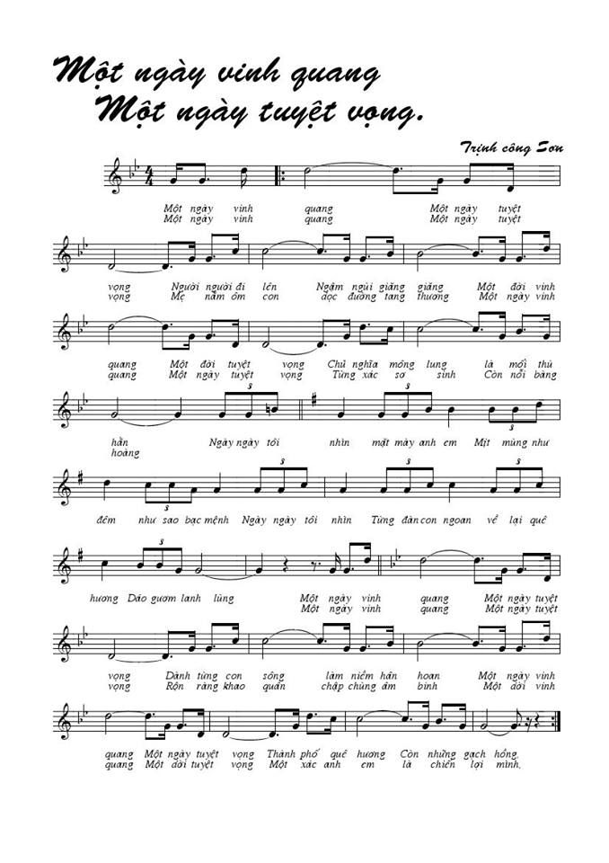 Một Ngày Vinh Quang Một Ngày Tuyệt Vọng sheet