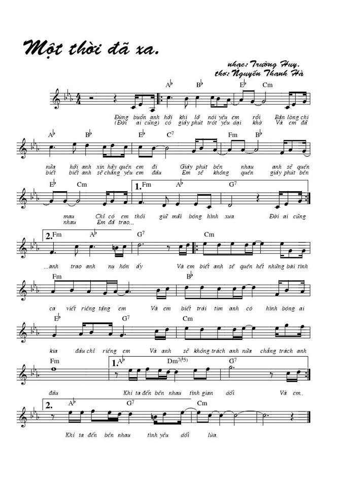 Một Thời Đã Xa sheet