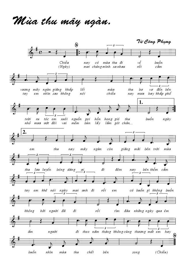 Mùa Thu Mây Ngàn sheet