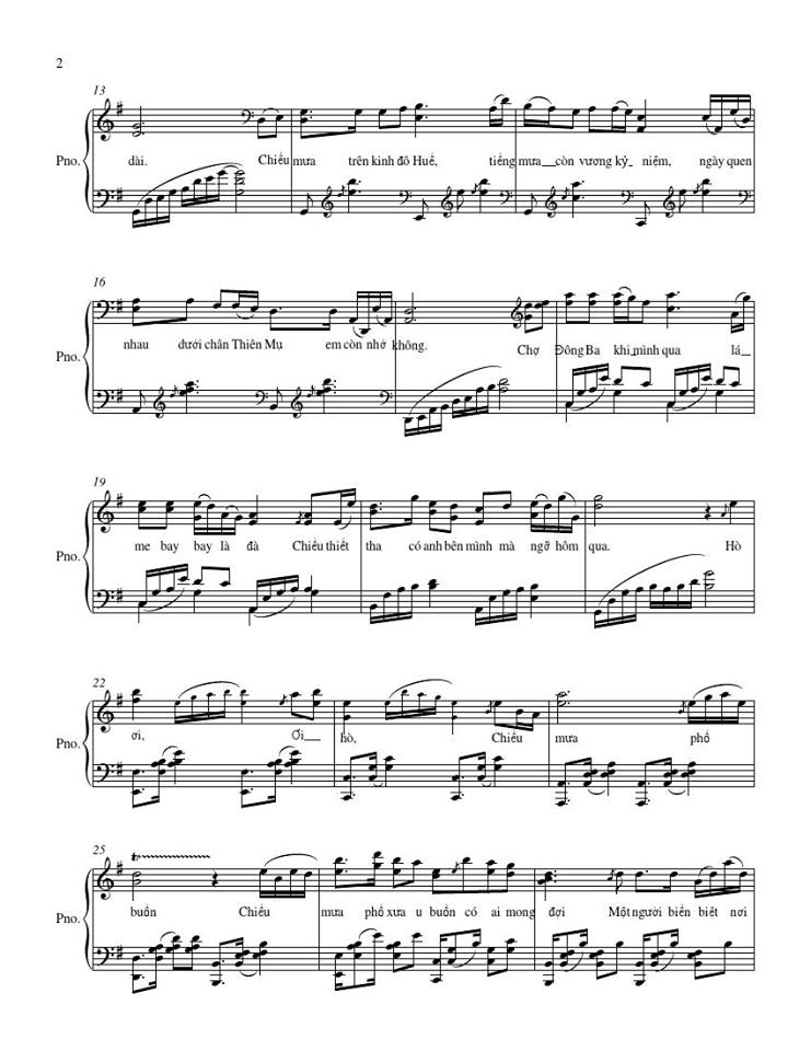 Mưa Trên Phố Huế sheet có lời 