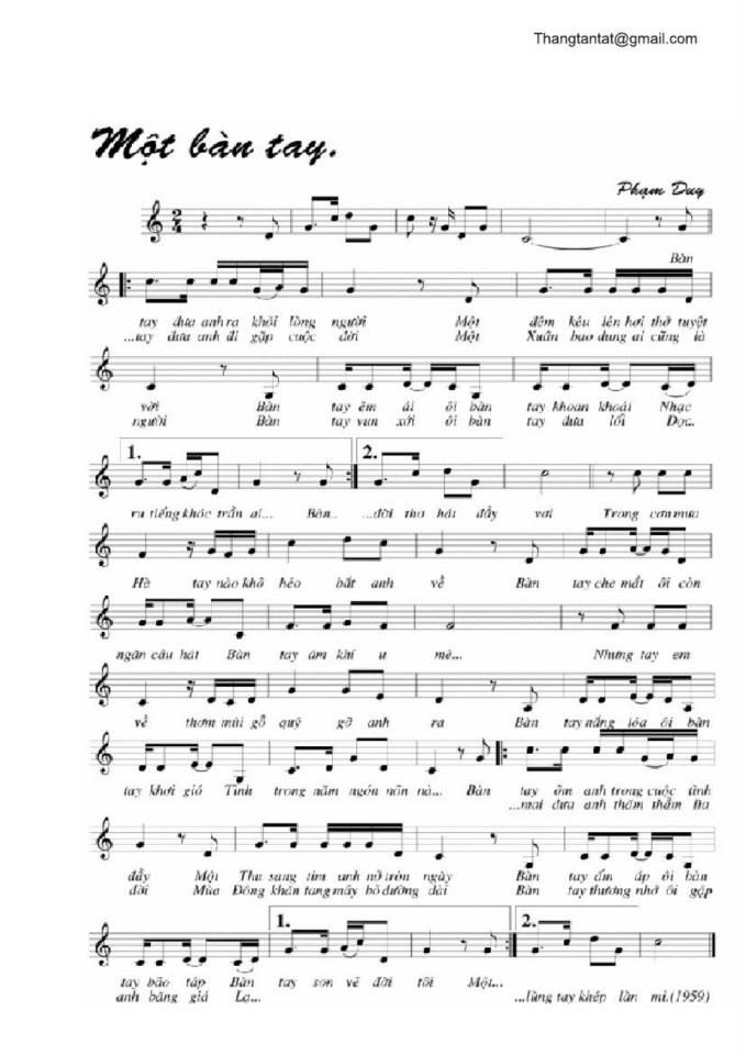 Một Bàn Tay sheet