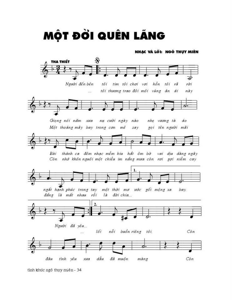 Một Đời Quên Lãng sheet Một Đời Quên Lãng sheet