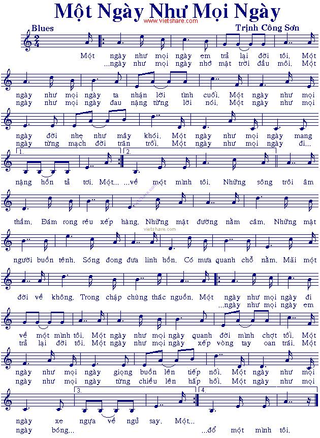 Một Ngày Như Mọi Ngày sheet