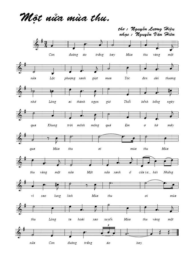 Một Nửa Mùa Thu sheet