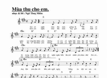 Mùa Thu Cho Em sheet có lời 
