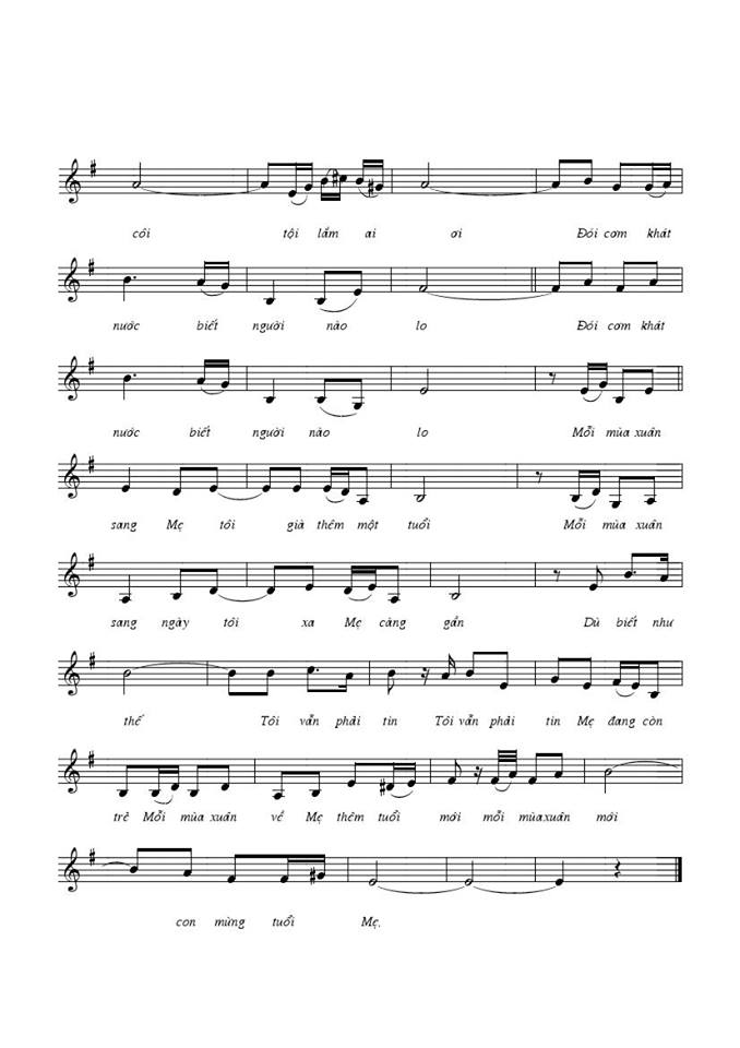 Mừng Tuổi Mẹ sheet có lời 