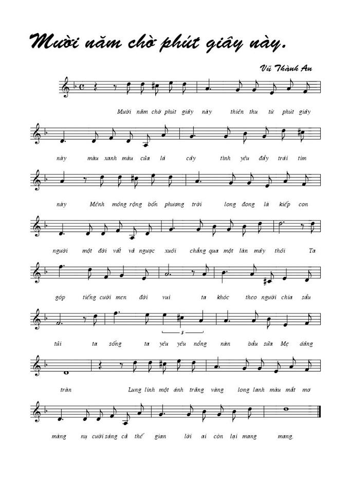 Mười Năm Chờ Phút Giây Này sheet