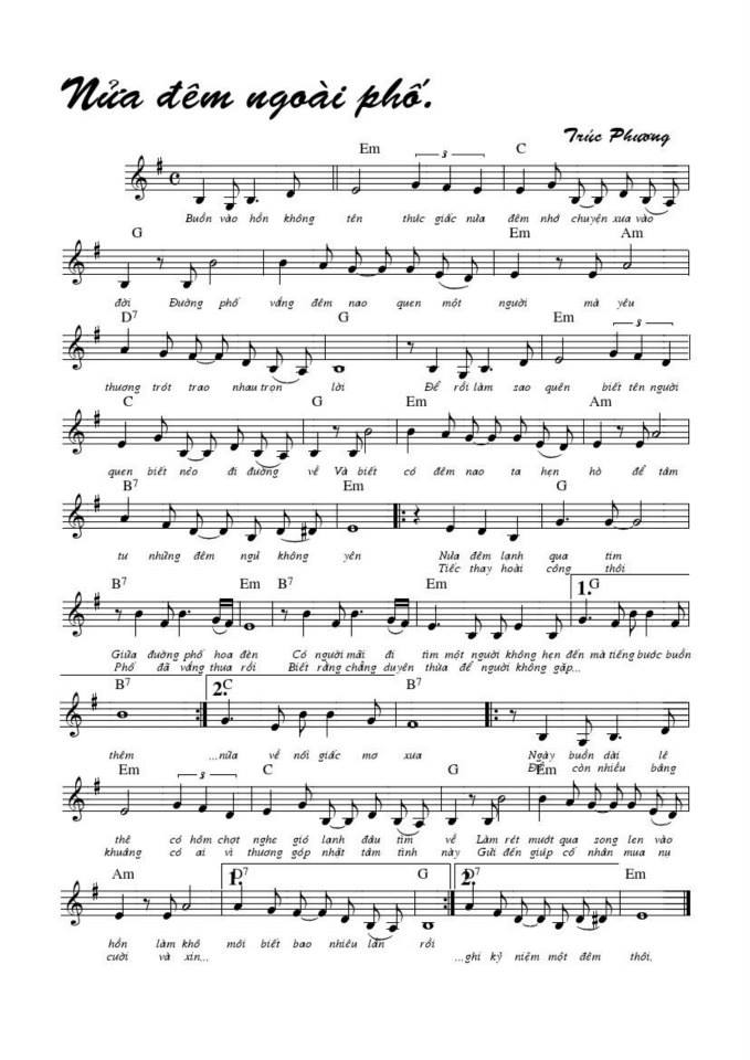 Nửa Đêm Ngoài Phố sheet