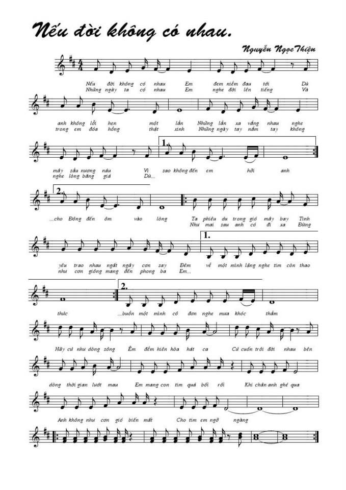 Nếu Đời Không Có Nhau sheet