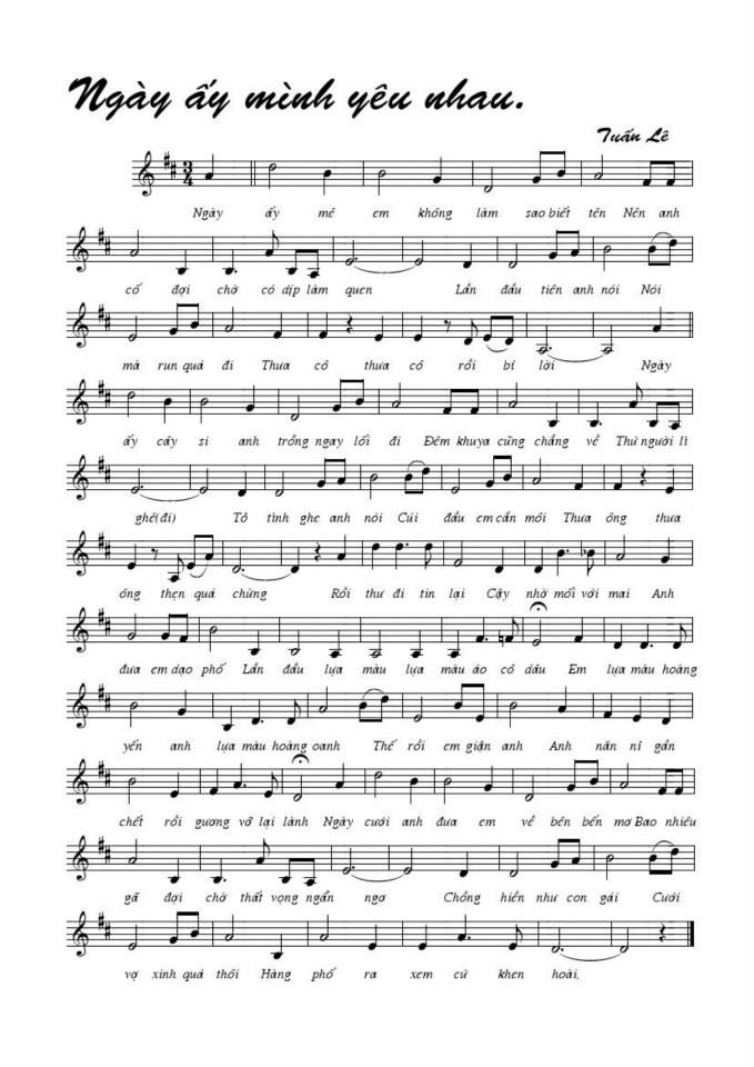 Ngày Ấy Mình Yêu Nhau sheet