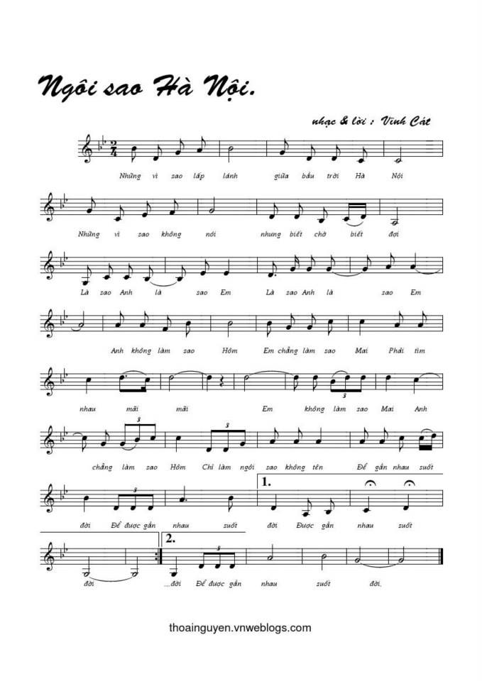 Ngôi Sao Hà Nội sheet