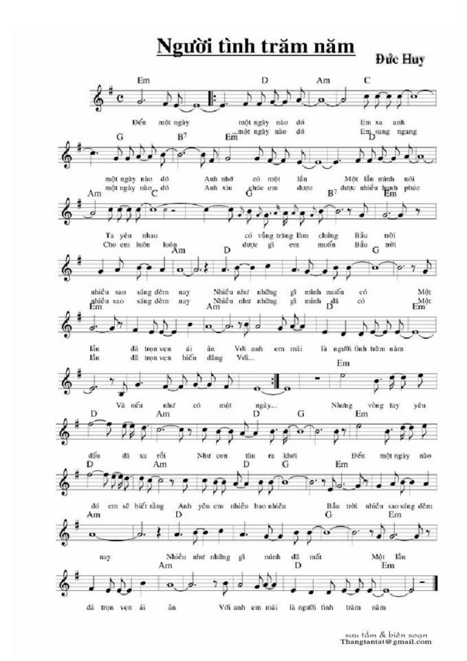 Người Tình Trăm Năm sheet