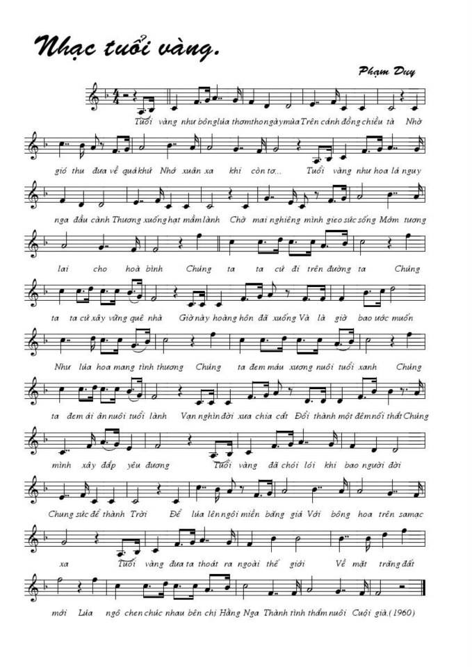 Nhạc Tuổi Vàng sheet