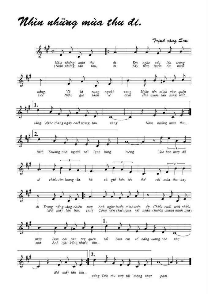 Nhìn Những Mùa Thu Đi sheet