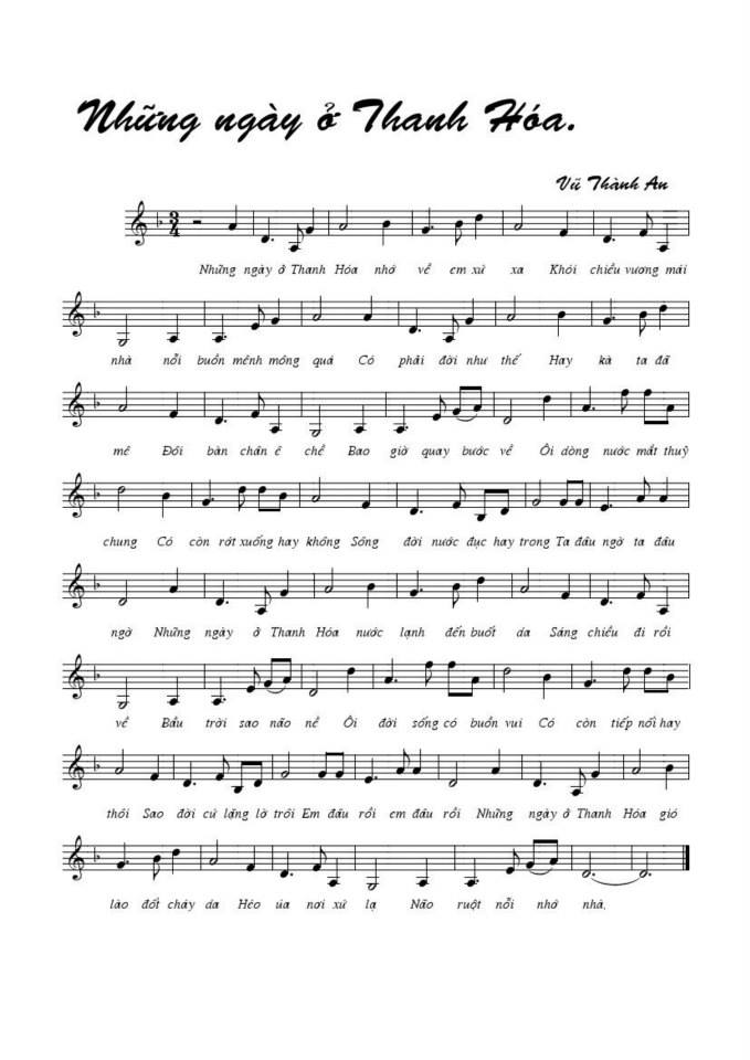 Những Ngày Ở Thanh Hóa sheet