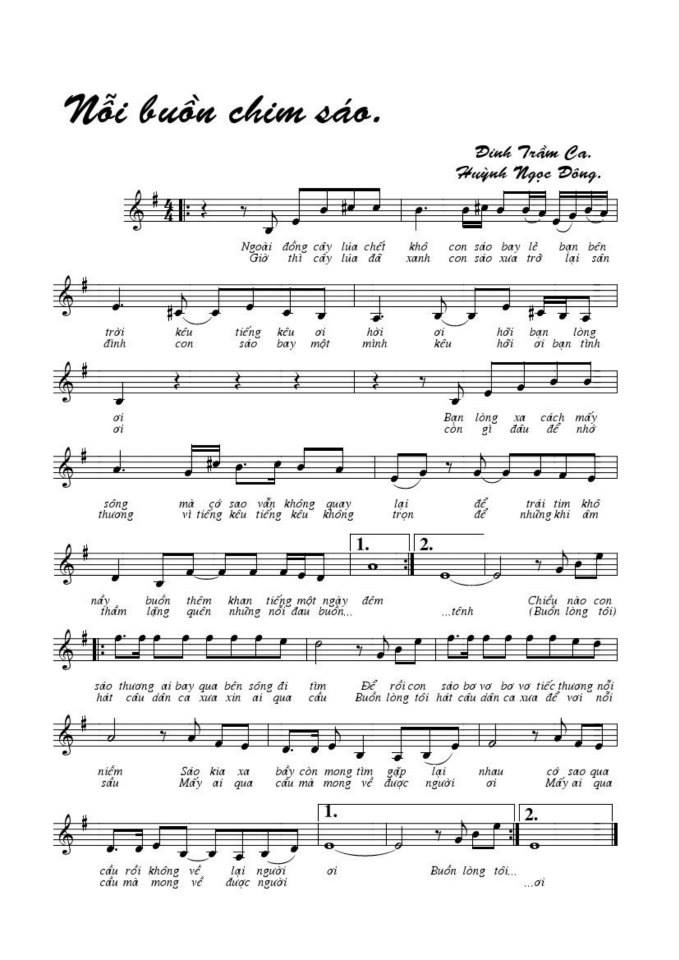 Nỗi Buồn Chim Sáo sheet