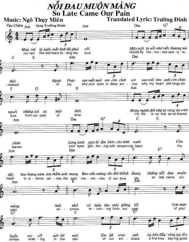 Nỗi Đau Muộn Màng sheet