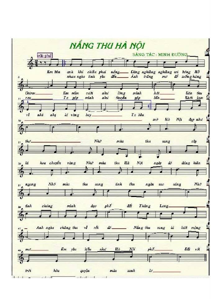 Nắng Thu Hà Nội sheet