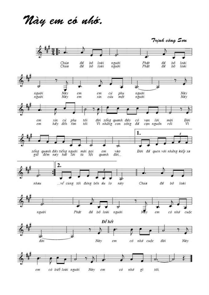 Này Em Có Nhớ sheet