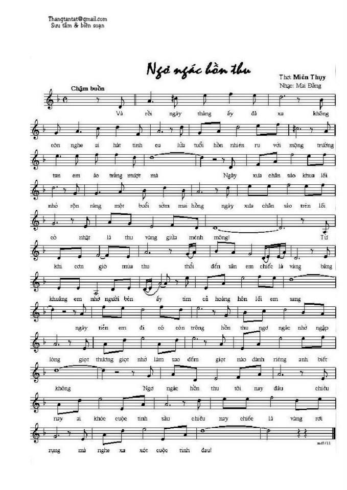 Ngơ Ngác Hồn Thu sheet