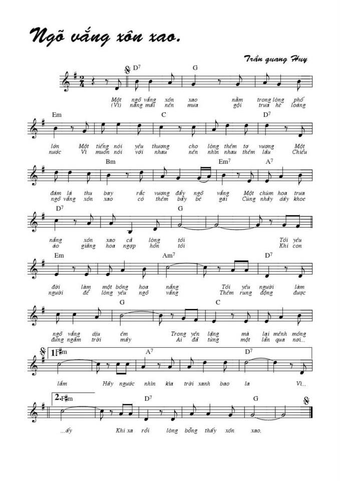 Ngõ Vắng Xôn Xao sheet