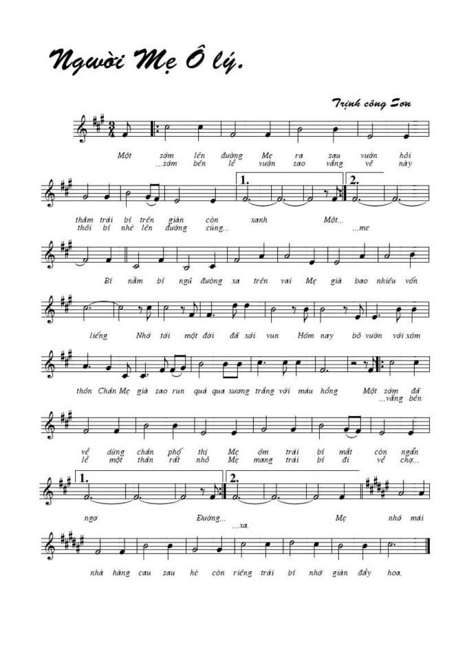 Người Mẹ Ô Lý sheet