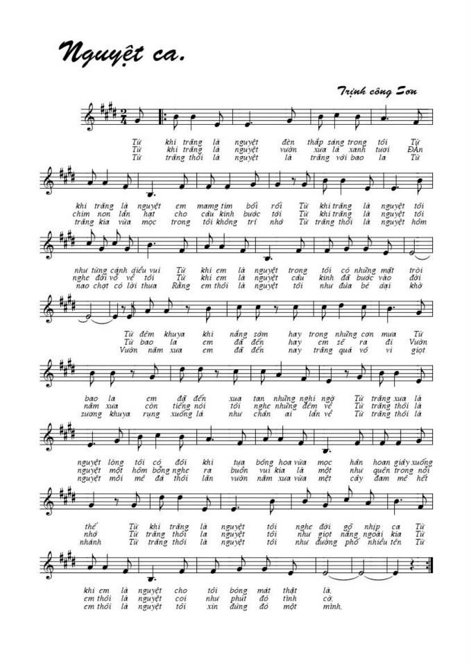Nguyện Ca sheet