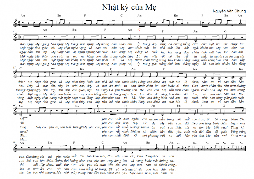 Nhật Ký Của Mẹ sheet