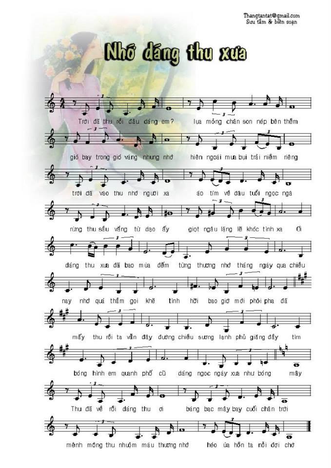 Nhớ Dáng Thu Xưa sheet