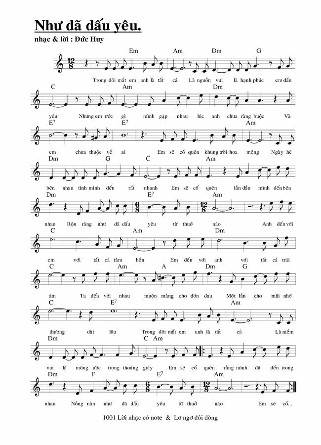 Như Đã Dấu Yêu sheet