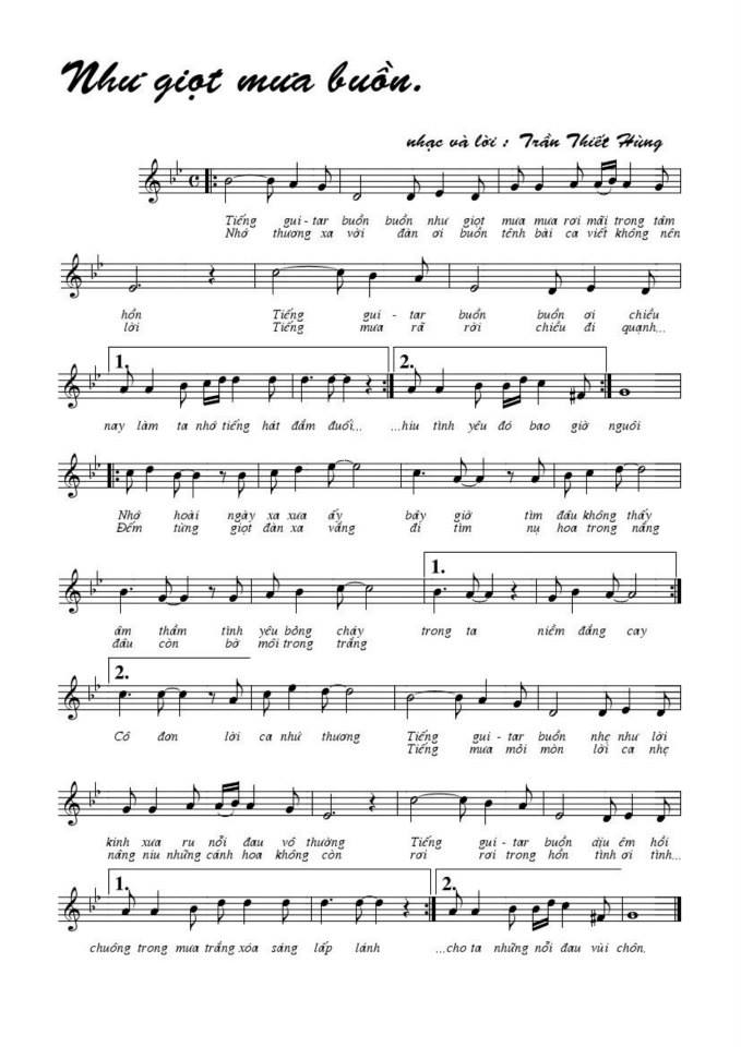 Như Giọt Mưa Buồn sheet