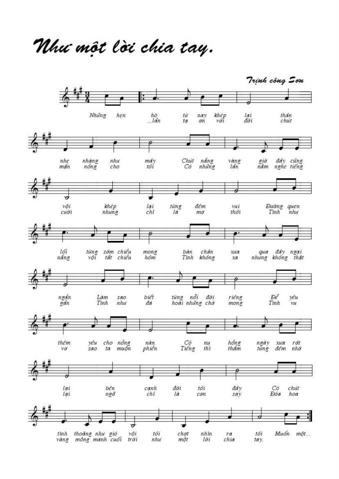 Như Một Lời Chia Tay sheet